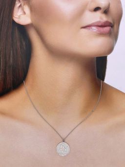 Kai Jewel - Sterling Silver Minimalistic Libra Zodiac Engraved Disc Chain Necklace