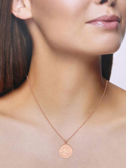 Kai Jewel - Sterling Silver Rose Gold Minimalistic Sagittarius Zodiac Engraved Disc Chain Necklace