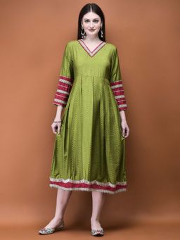 Shree - Women Green Embellished Midi Dress