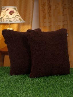 HOSTA HOMES - Soft Fur Solid Pattern Cushion Covers Pack of 2 (16x16 inches)