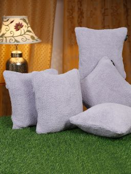 HOSTA HOMES - Soft Fur Solid Pattern Cushion Covers Pack of 5 (16x16 inches)