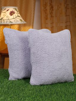 HOSTA HOMES - Soft Fur Solid Pattern Cushion Covers Pack of 2 (16x16 inches)