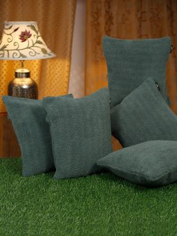 HOSTA HOMES - Soft Fur Solid Pattern Cushion Covers Pack of 5 (16x16 inches)