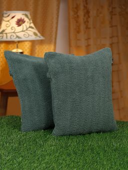 HOSTA HOMES - Soft Fur Solid Pattern Cushion Covers Pack of 2 (16x16 inches)