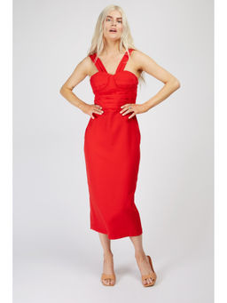 Trendyol - Red Double Strap Midi Dress