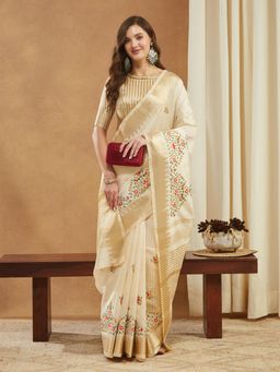 Gahan - Womens Assam Cotton Silk Embroidery Saree with Unstitched Blouse