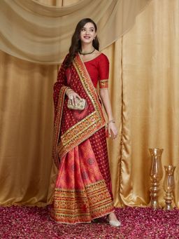 Gahan - Womens Traditional Bandhani Print Dola Silk Saree with Unstitched Blouse