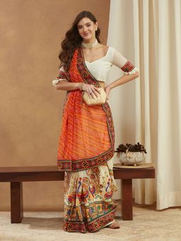 Gahan - Womens Arrivals Bandhani Pallu Kutchi Embroidered Saree with Unstitched Blouse