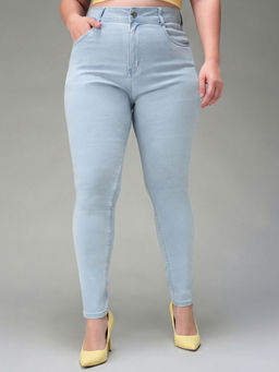 Miss Chase - A+ Curve Collection Plus Size Women Light Blue Skinny Denim Jeans