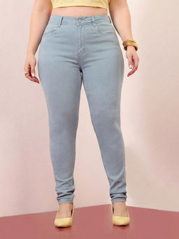 Miss Chase - A+ Curve Collection Plus Size Women Light Blue Skinny Denim Jeans