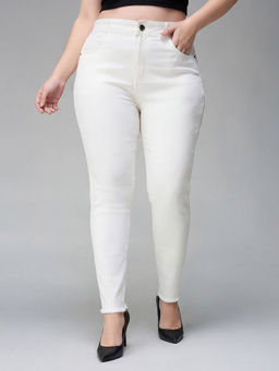 Miss Chase - A+ Curve Collection Plus Size Women White Skinny High Rise Denim Jeans