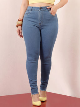 Miss Chase - A+ Curve Collection Plus Size Women Blue Skinny Stretchable Denim Jeans