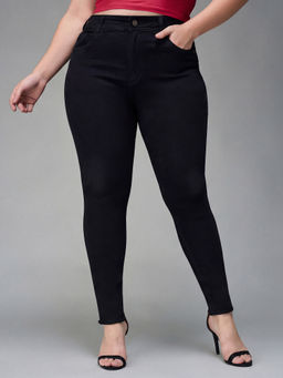 Miss Chase - A+ Curve Collection Plus Size Women Black Slim Fit Denim Jeans