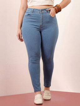 Miss Chase - A+ Curve Collection Plus Size Women Blue Skinny Stretchable Denim Jeans