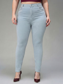 Miss Chase - A+ Curve Collection Plus Size Women Light Blue Skinny Denim Jeans