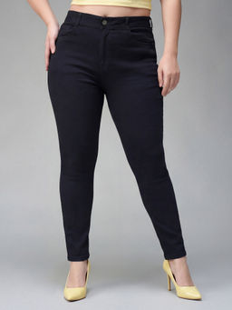 Miss Chase - A+ Curve Collection Plus Size Women Black Slim Fit Denim Jeans