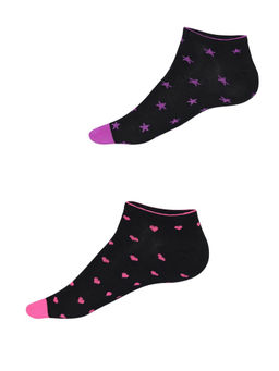 Jockey - Black Printed Low Ankle Socks Pack of 2 - Style Number- 7450 (Free Size)