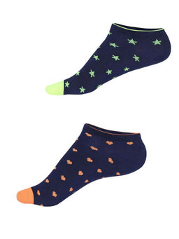 Jockey - Ink Blue Melange Printed Low Ankle Socks Pack of 2 - Style Number- 7450 (Free Size)
