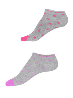 Jockey - Grey Melange Printed Low Ankle Socks Pack of 2 - Style Number- 7450 (Free Size)
