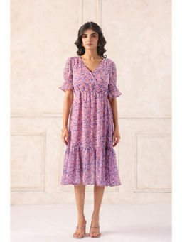 June 9 Clothing - Ditsy Floral Print Chiffon Midi Dress