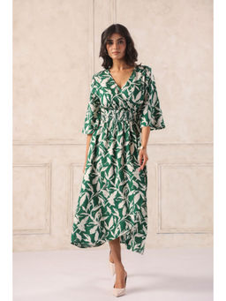 June 9 Clothing - Women Green Casual Printed Dress