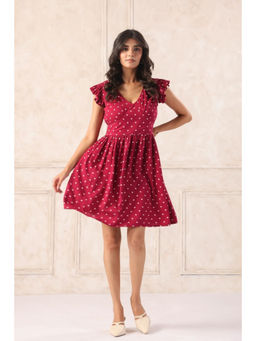 June 9 Clothing - Plum Polka Dot Rayon Mini Dress