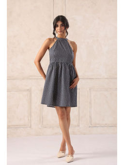 June 9 Clothing - Navy Blue Halter Neck Mini Dress