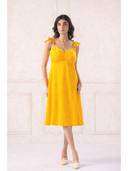June 9 Clothing - Yellow Polka Dot Midi Dress
