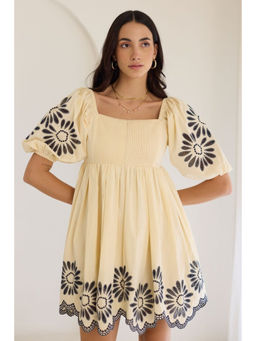 Calling June - Cream Embroidered Male Mini Dress