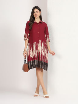 Mamicha - Maroon Meera Shirt Dress