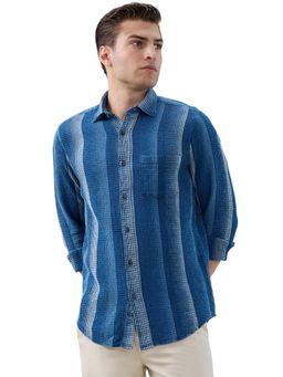 ColorPlus - Slim Fit Stripes Dark Blue Shirt