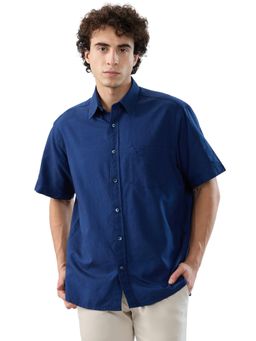 ColorPlus - Comfort Fit Solid Dark Blue Shirt