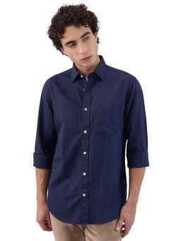 ColorPlus - Tailored Fit Solid Navy Blue Shirt