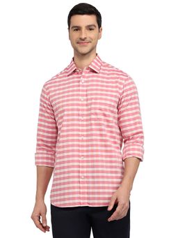 ColorPlus - Regular Fit Checkers Medium Pink Shirt
