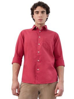 ColorPlus - Regular Fit Solid Dark Red Shirt