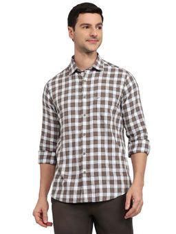 ColorPlus - Regular Fit Checkers Dark Brown Shirt