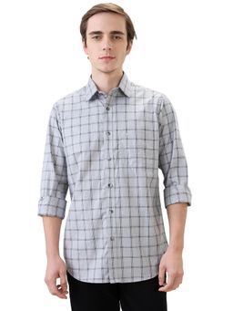 ColorPlus - Regular Fit Checks Medium Grey Shirt