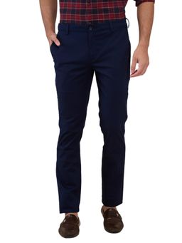 ColorPlus - Slim Fit Solid Dark Blue Trouser