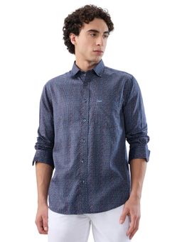 ColorPlus - Regular Fit Printed Dark Blue Shirt