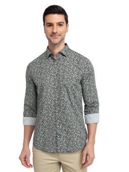 Park Avenue - Slim Fit Printed Fancy Green Shirt