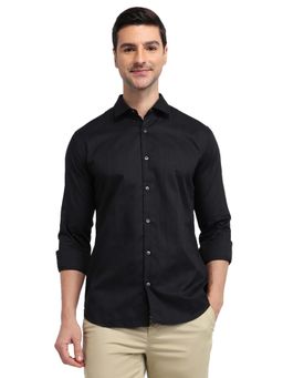 Park Avenue - Slim Fit Stripes Black Shirt