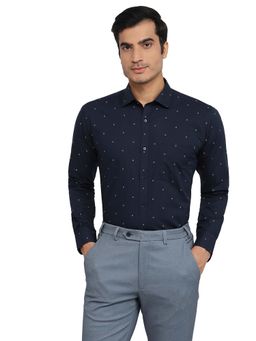 Park Avenue - Slim Fit Printed Dark Blue Shirt