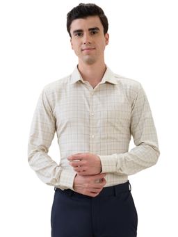 Park Avenue - Slim Fit Checkers Medium Beige Shirt
