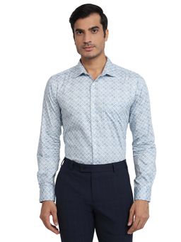 Park Avenue - Slim Fit Printed Medium Blue Shirt