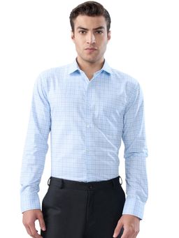 Park Avenue - Slim Fit Checkers Medium Blue Shirt