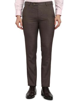 Park Avenue - Slim Fit Solid Medium Brown Trouser