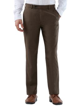 Park Avenue - Regular Fit Solid Dark Brown Trouser