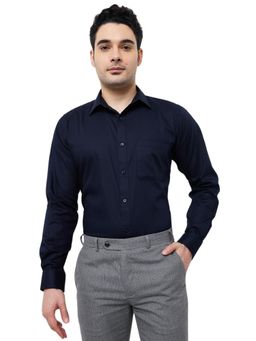 Raymond - Slim Fit Solid Navy Blue Shirt