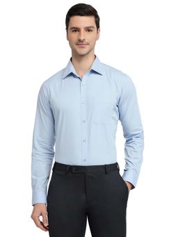 Raymond - Slim Fit Solid Medium Blue Shirt