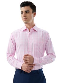 Raymond - Slim Fit Checkers Medium Pink Shirt